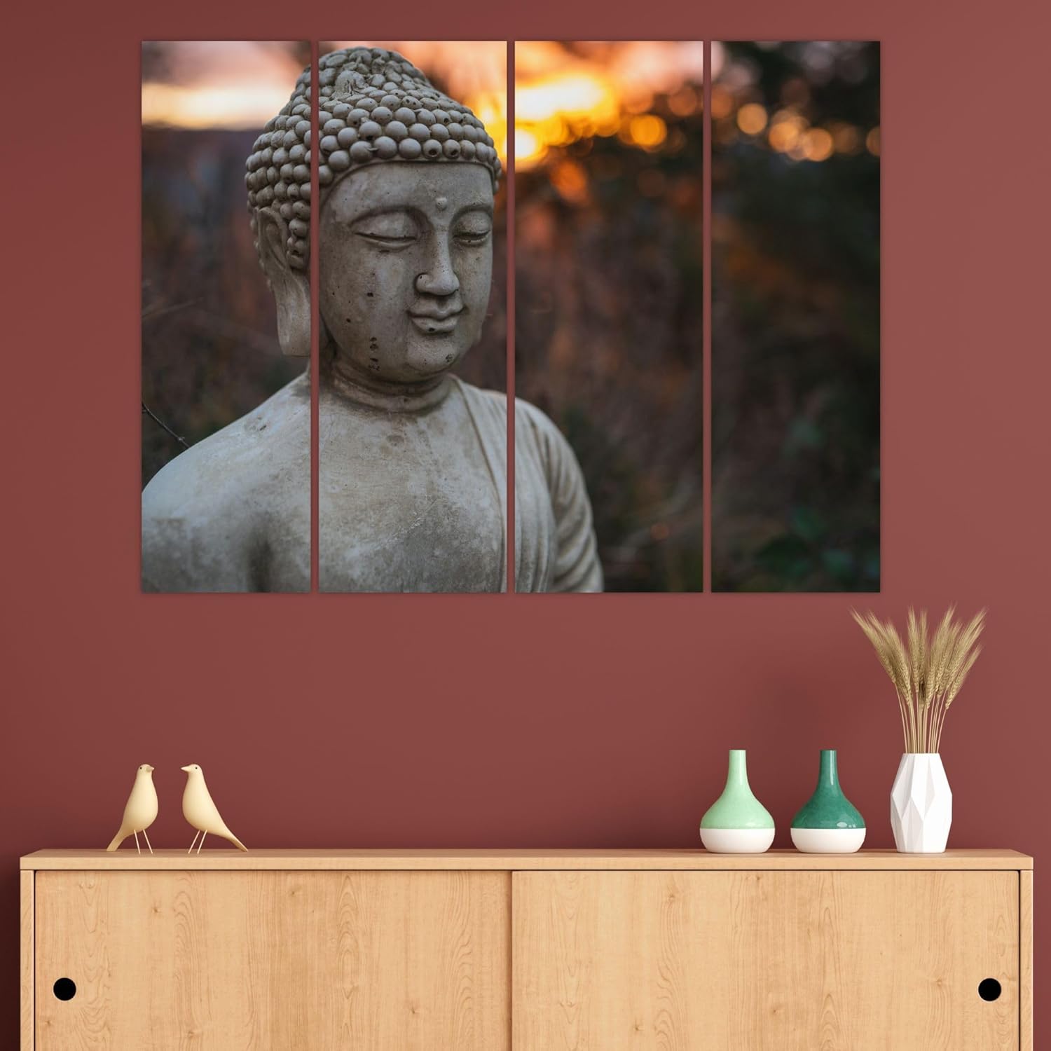 inep-b0cghsmlxs-buddha-licious-framed-wall-art-displayed-on-a-cozy-living-room-wall-with-golden-buddha-panels..jpg